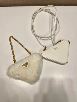 Prada 1NR015 Shearling and Saffiano leather mini-pouch White - Default Title - View 3