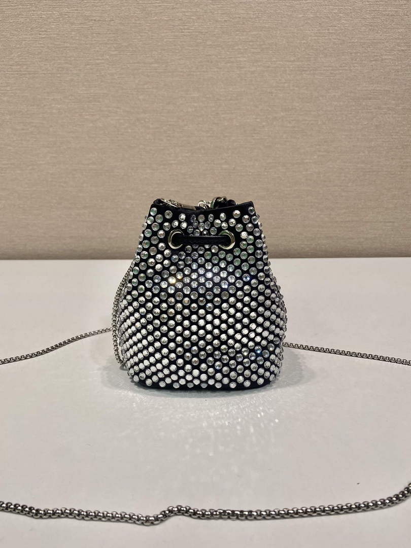 Prada 1NR016 Embellished satin mini-pouch Black - Default Title - View 6