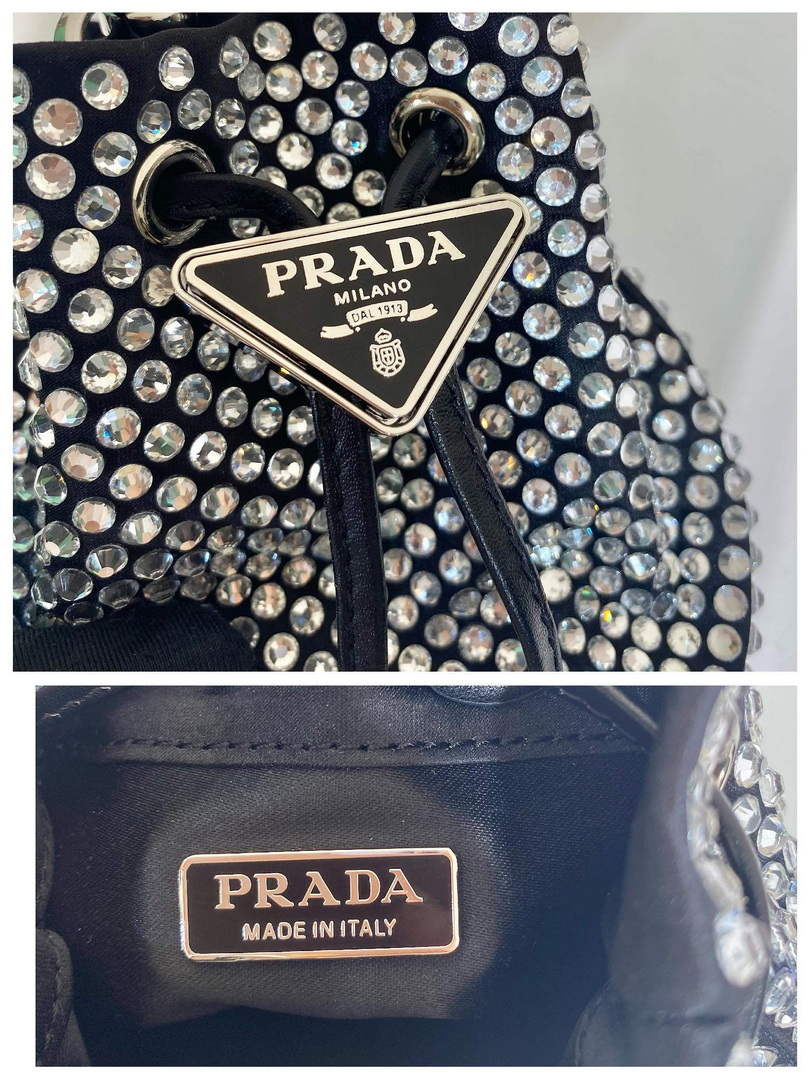 Prada 1NR016 Embellished satin mini-pouch Black - Default Title - View 9