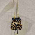 Prada 1NR016 Leopard print material mini pouch Brown - Default Title - View 1
