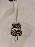 Prada 1NR016 Leopard print material mini pouch Brown