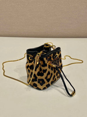 Prada 1NR016 Leopard print material mini pouch Brown - Default Title - View 3