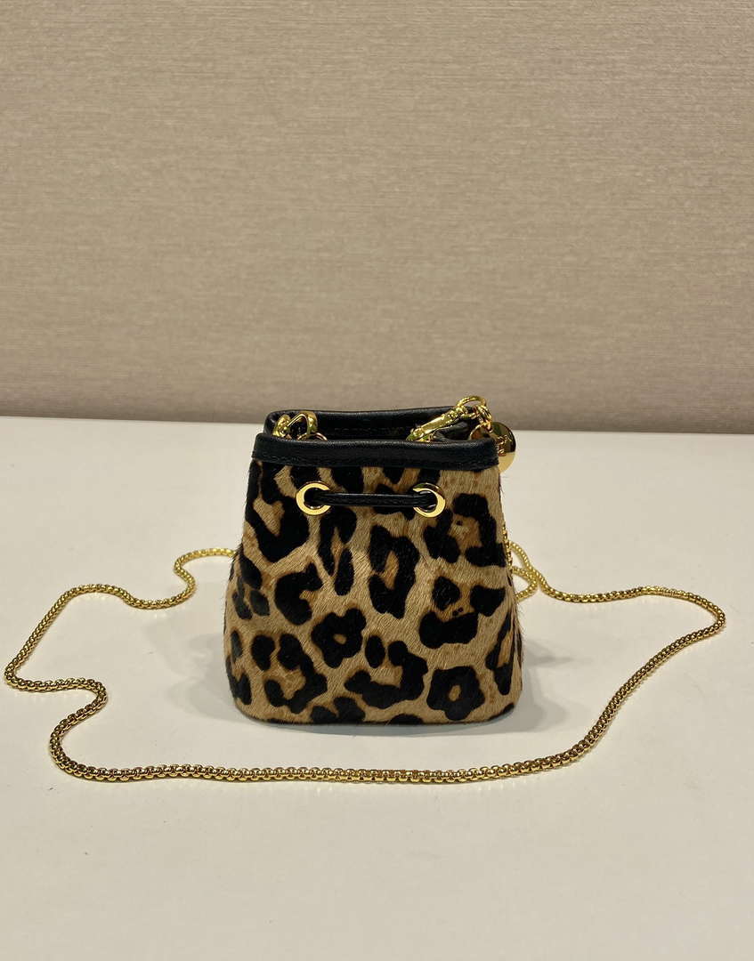 Prada 1NR016 Leopard print material mini pouch Brown