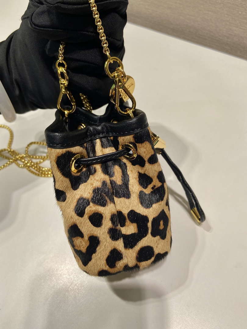 Prada 1NR016 Leopard print material mini pouch Brown