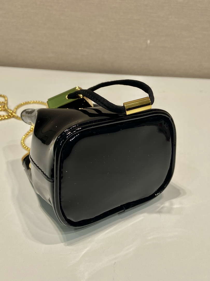 Prada 1NR016 patent leather mini pouch Black