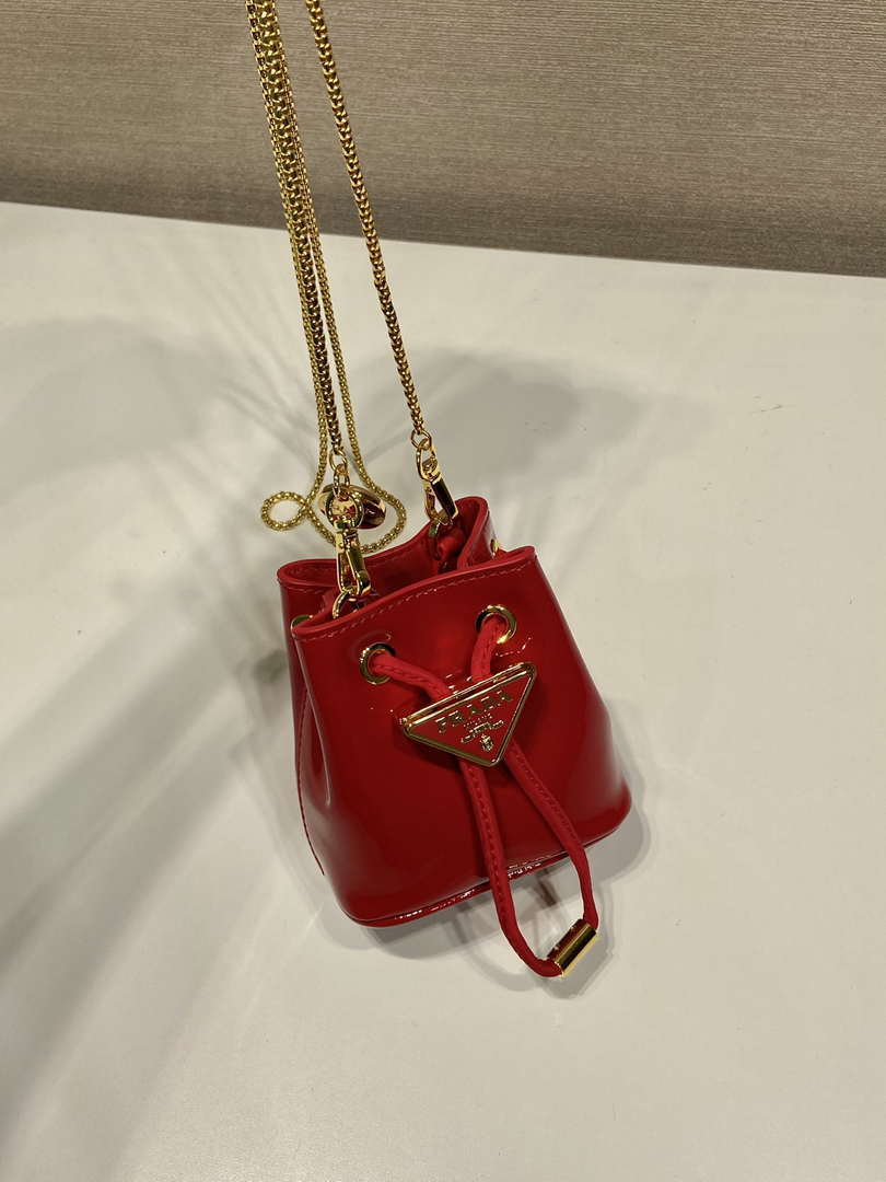 Prada 1NR016 patent leather mini pouch Red