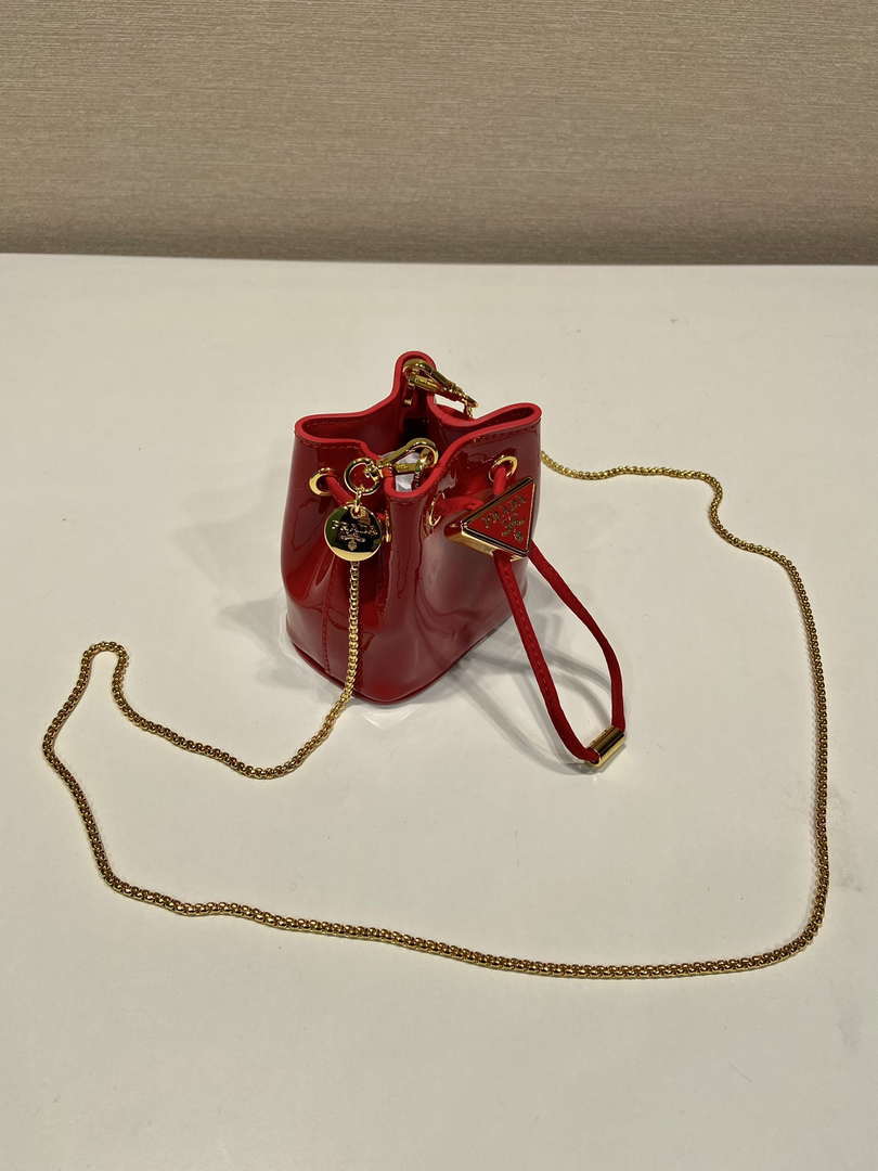 Prada 1NR016 patent leather mini pouch Red