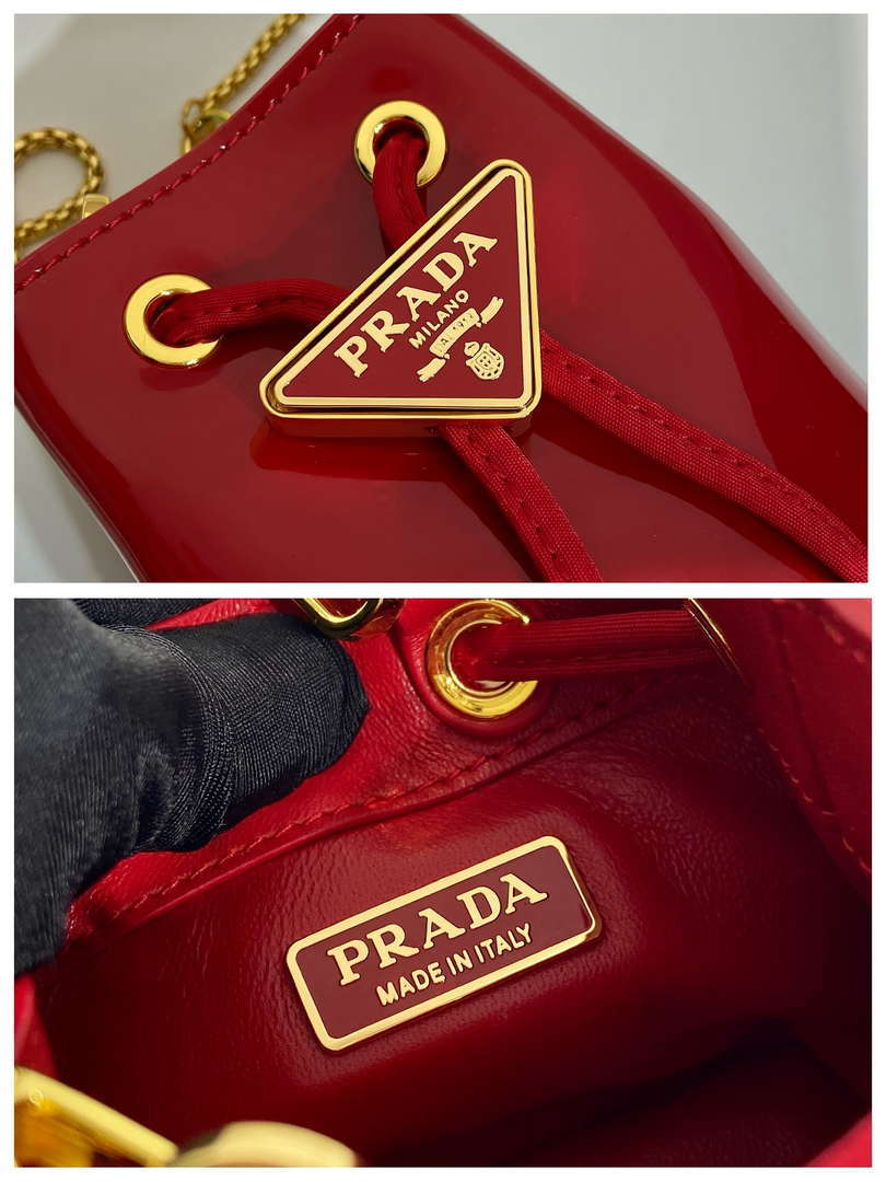 Prada 1NR016 patent leather mini pouch Red