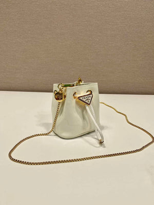 Prada 1NR016 patent leather mini pouch White - Default Title - View 3