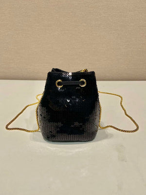 Prada 1NR016 Sequined satin mini-pouch Black - Default Title - View 5
