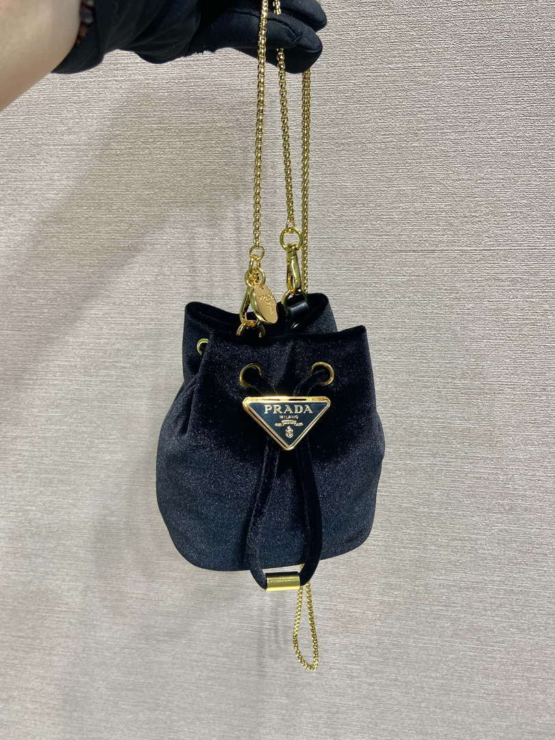 Prada 1NR016 Velvet mini pouch Black