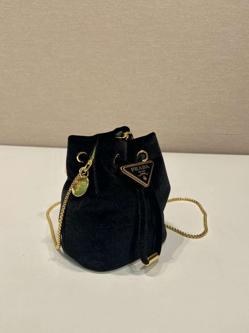 Prada 1NR016 Velvet mini pouch Black