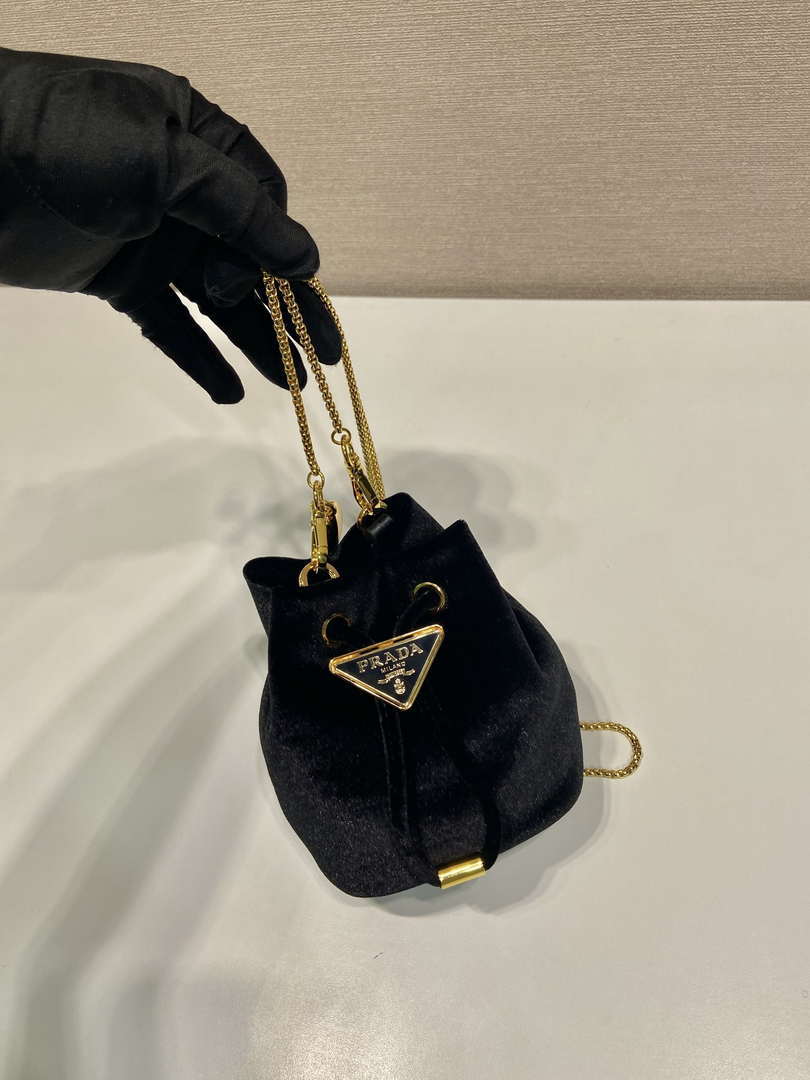 Prada 1NR016 Velvet mini pouch Black