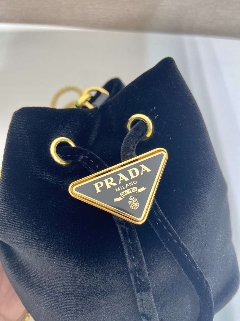 Prada 1NR016 Velvet mini pouch Black