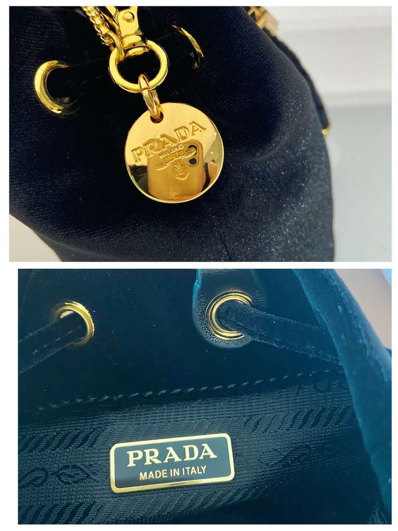 Prada 1NR016 Velvet mini pouch Black