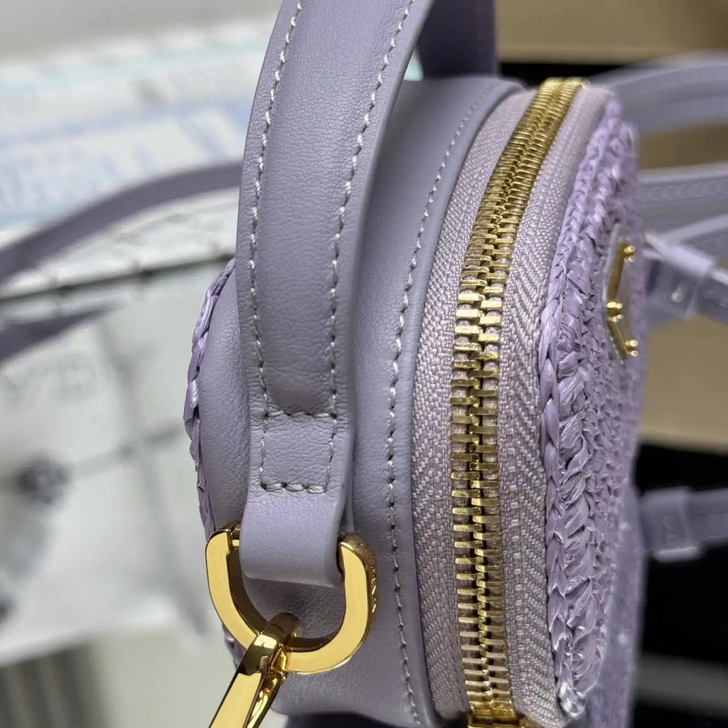 Prada 1NR025 Crochet and leather mini-pouch Purple