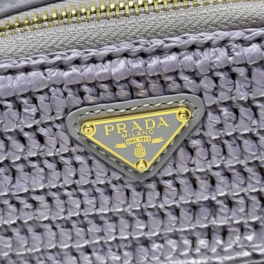 Prada 1NR025 Crochet and leather mini-pouch Purple