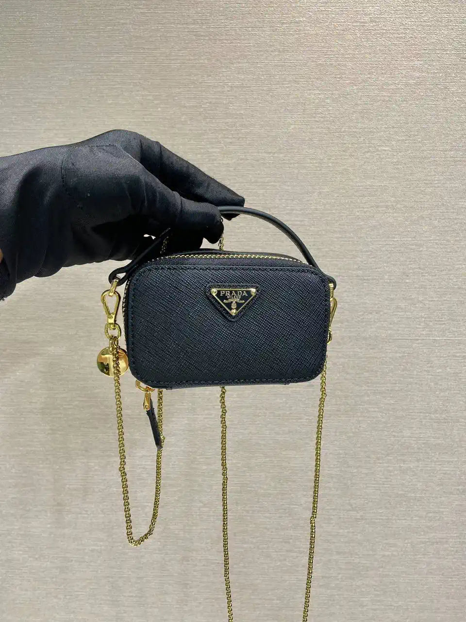 Prada 1NR025 Saffiano leather mini-pouch Black