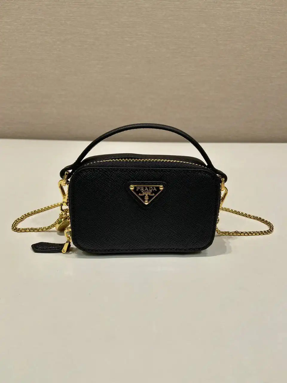 Prada 1NR025 Saffiano leather mini-pouch Black