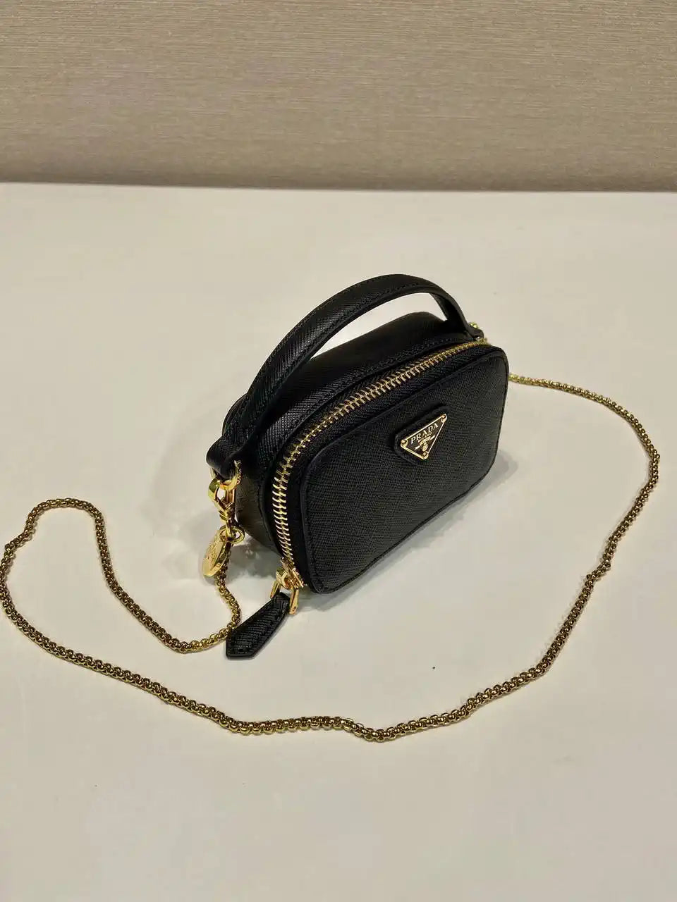Prada 1NR025 Saffiano leather mini-pouch Black