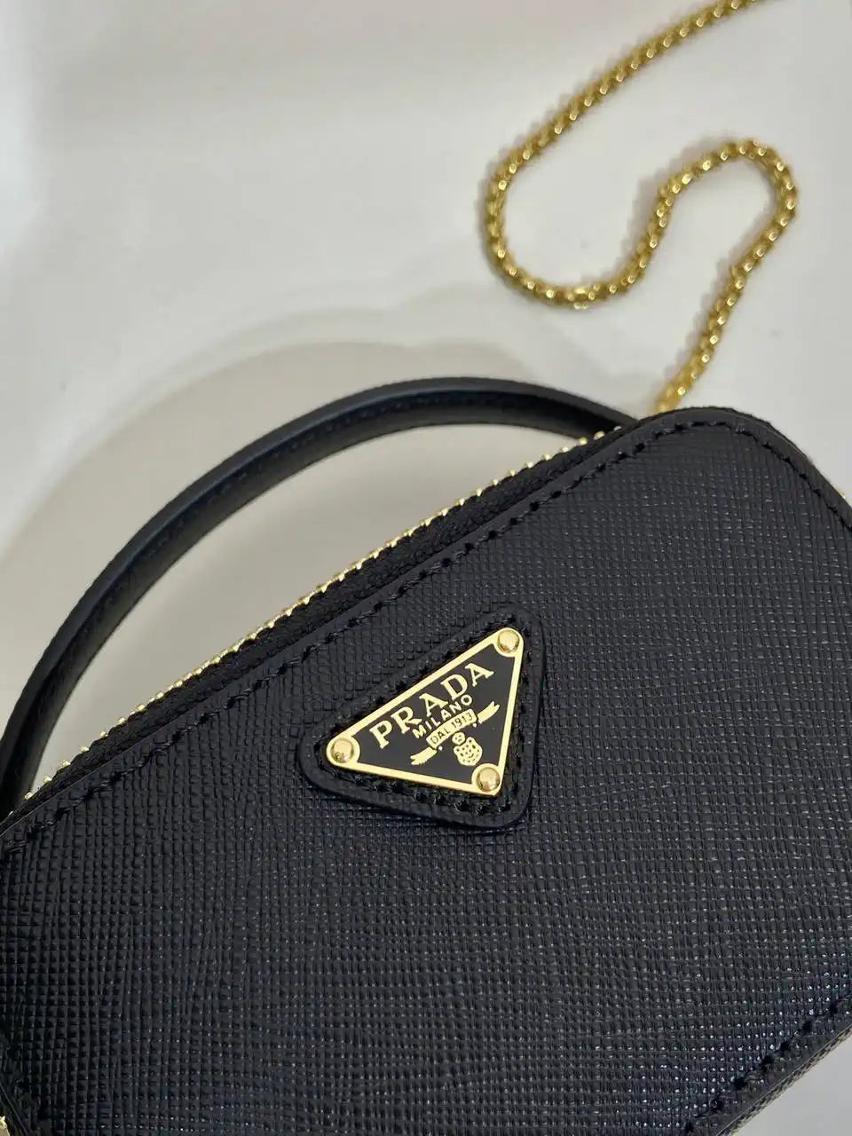 Prada 1NR025 Saffiano leather mini-pouch Black