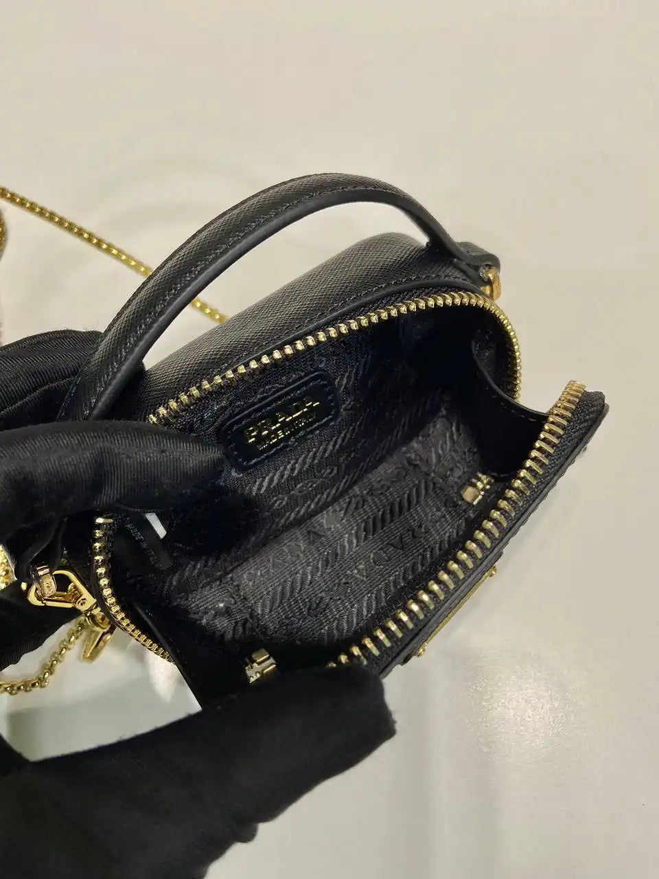 Prada 1NR025 Saffiano leather mini-pouch Black