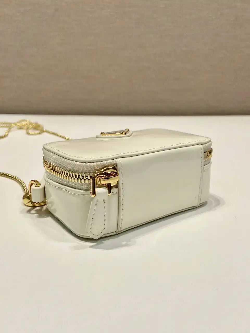 Prada 1NR025 Patent leather mini-pouch White
