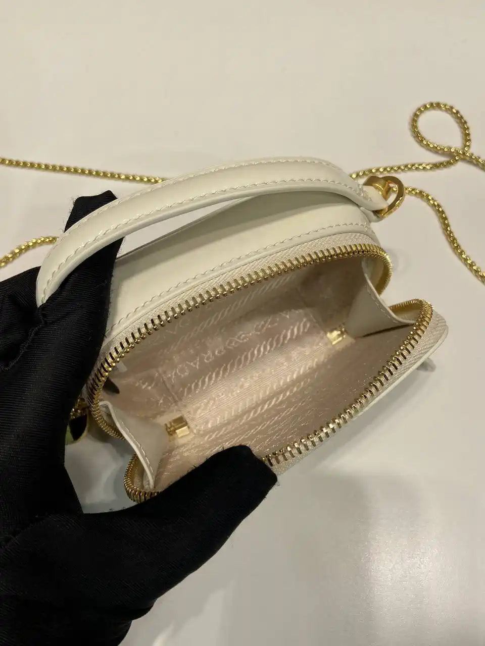 Prada 1NR025 Patent leather mini-pouch White