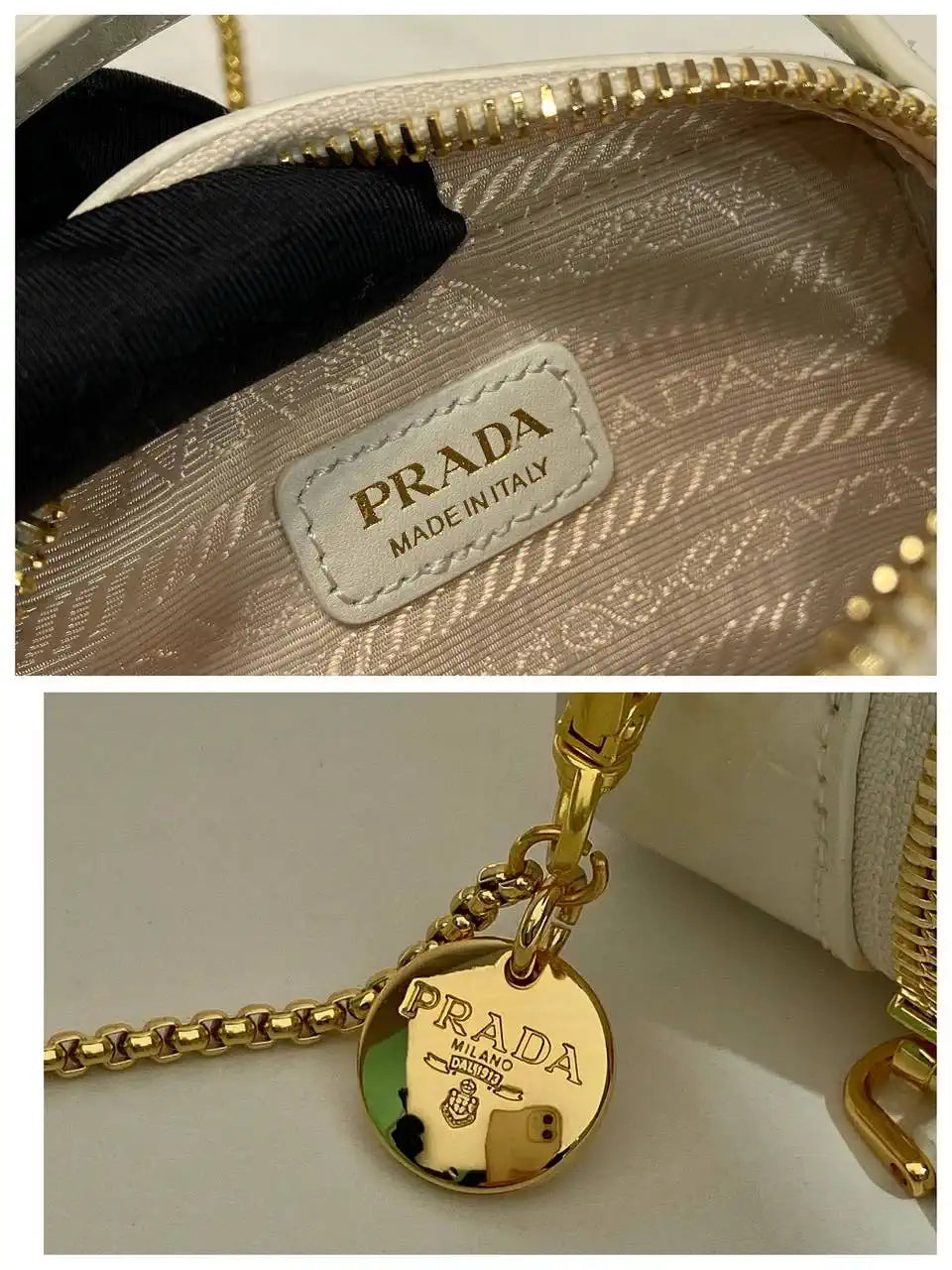 Prada 1NR025 Patent leather mini-pouch White