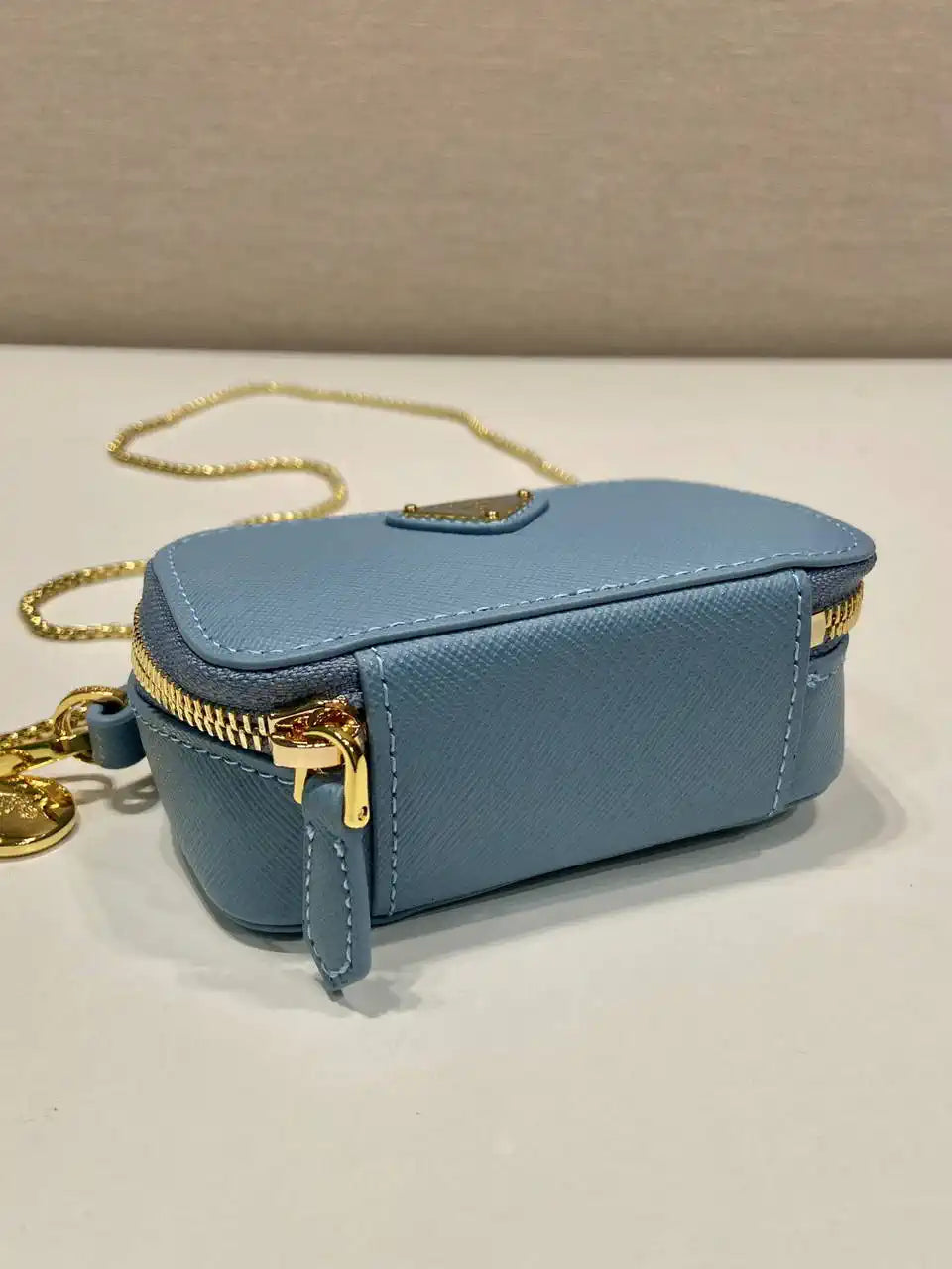 Prada 1NR025 Saffiano leather mini-pouch Blue