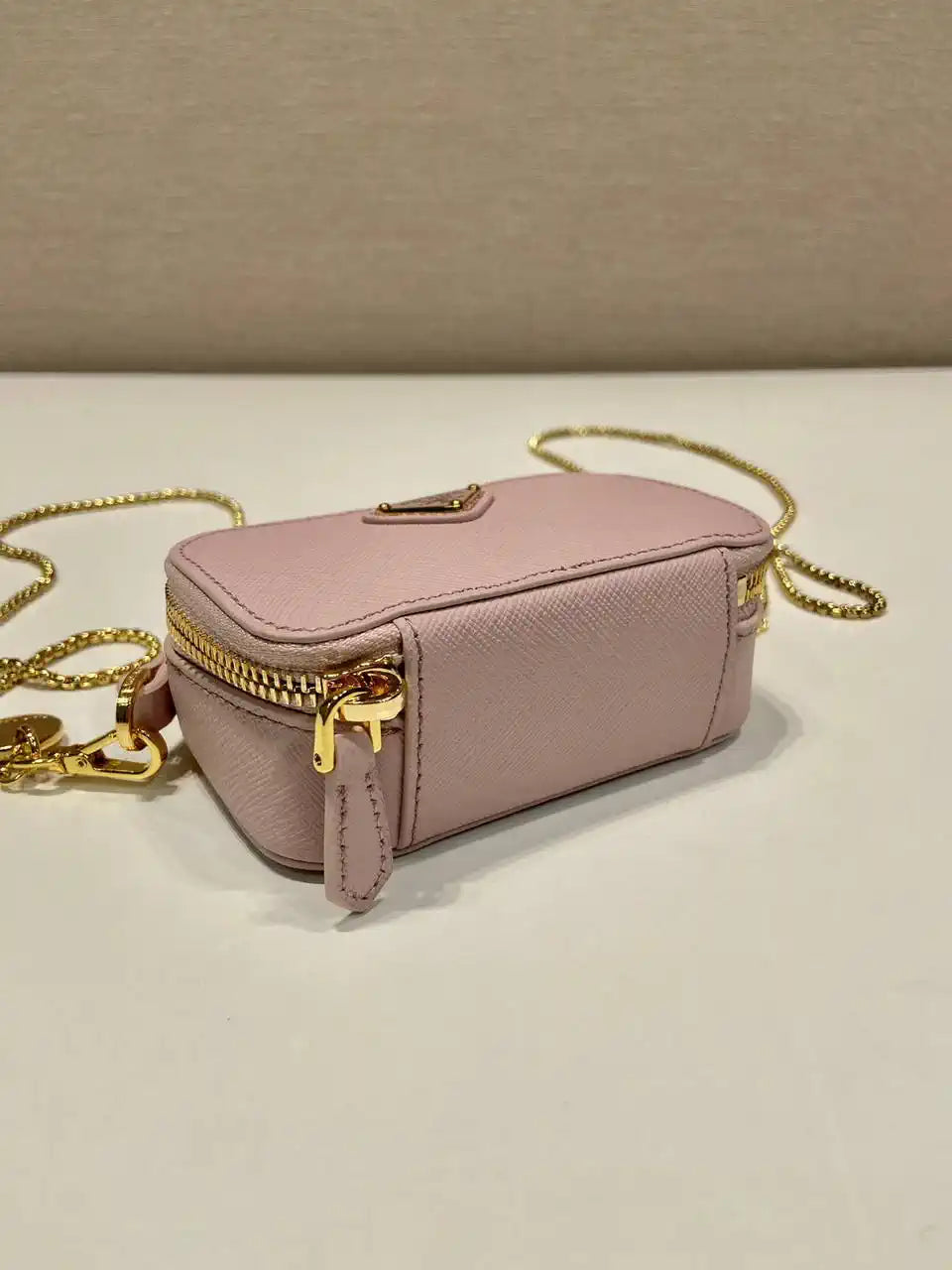 Prada 1NR025 Saffiano leather mini-pouch Pink