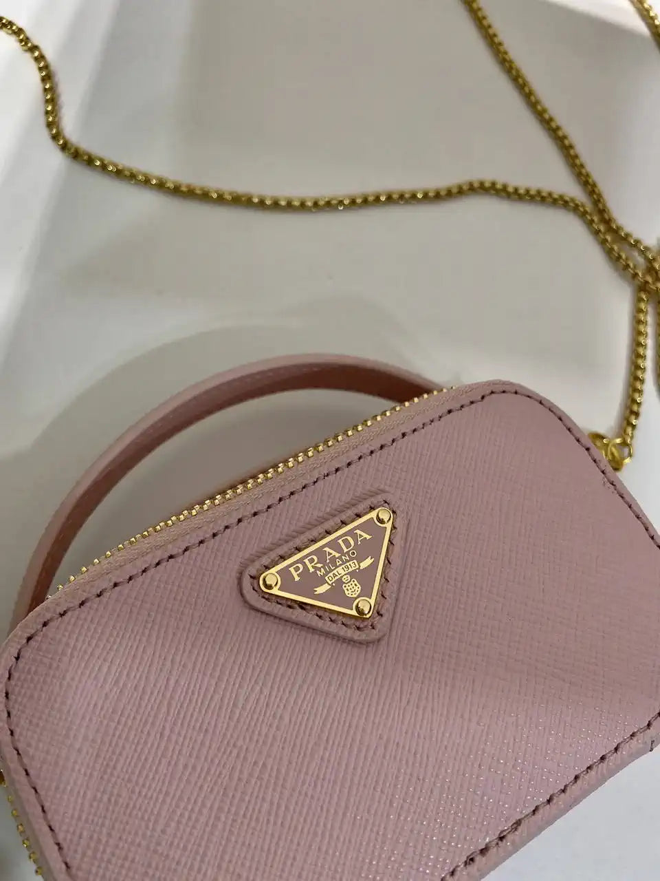 Prada 1NR025 Saffiano leather mini-pouch Pink