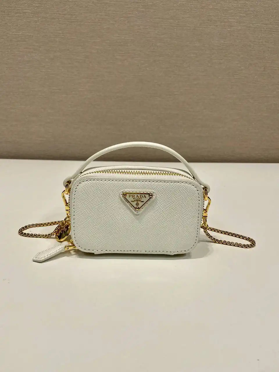 Prada 1NR025 Saffiano leather mini-pouch White