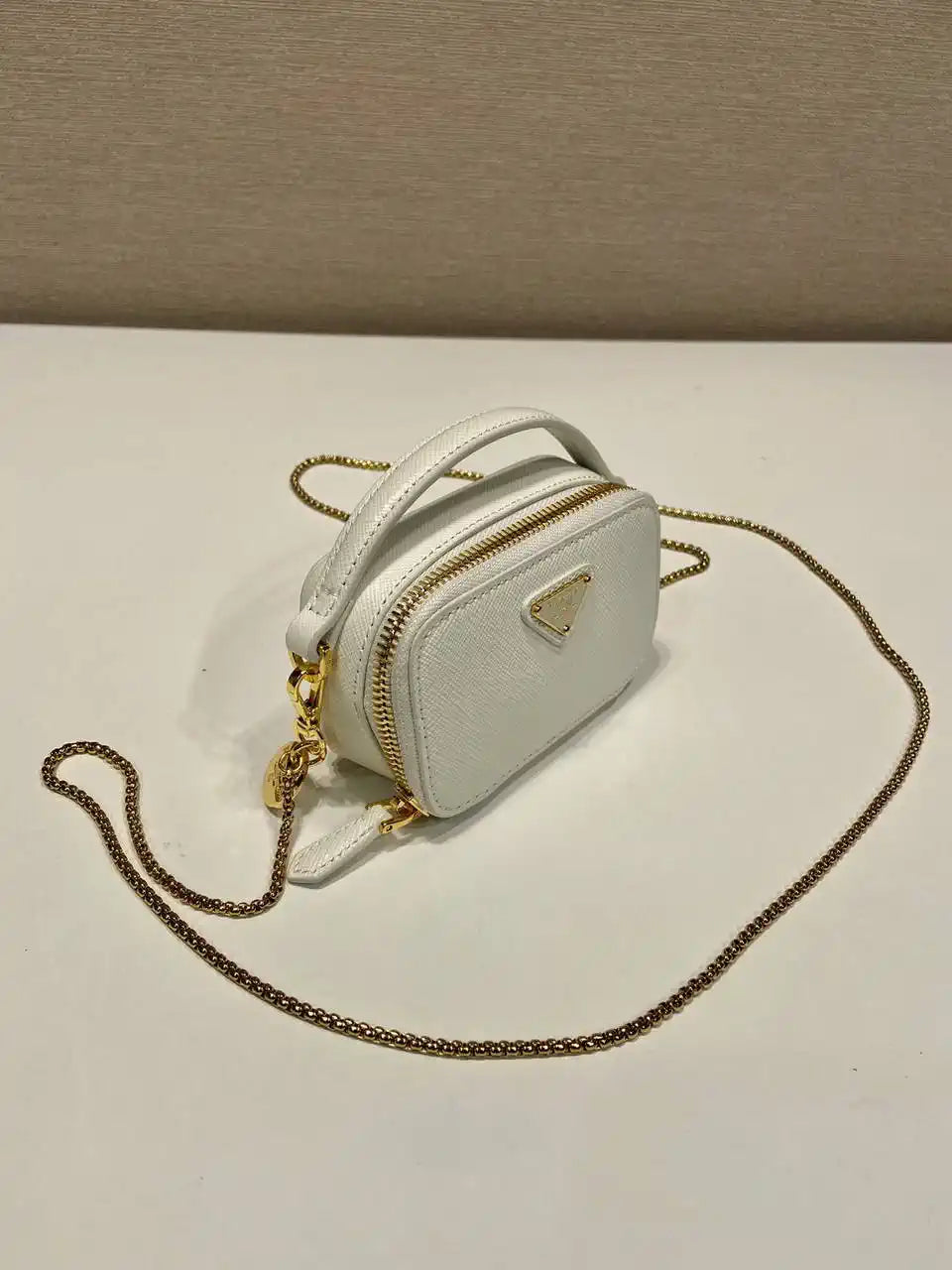 Prada 1NR025 Saffiano leather mini-pouch White