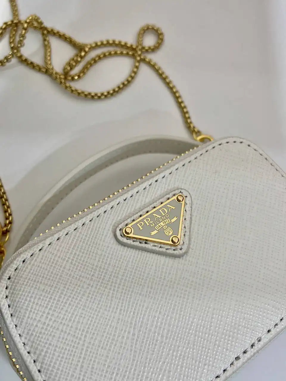 Prada 1NR025 Saffiano leather mini-pouch White