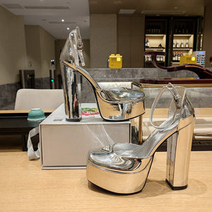 Prada 1XP48B Metallic leather platform sandals P78540 - 35 - View 4