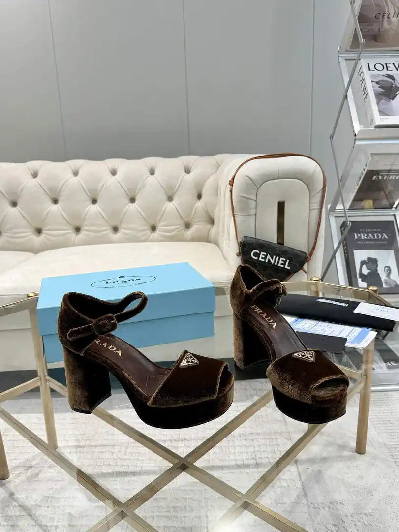 Prada 1XP48B Suede platform sandals P78591