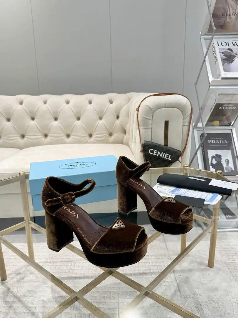 Prada 1XP48B Suede platform sandals P78591