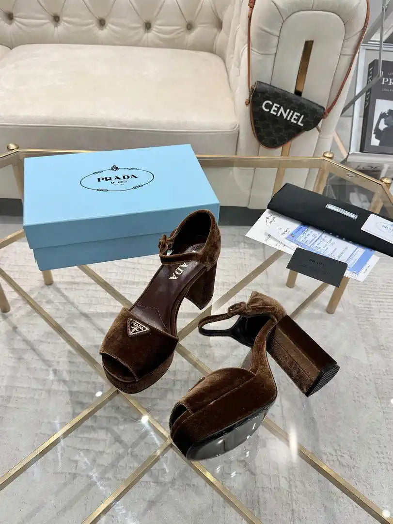 Prada 1XP48B Suede platform sandals P78591