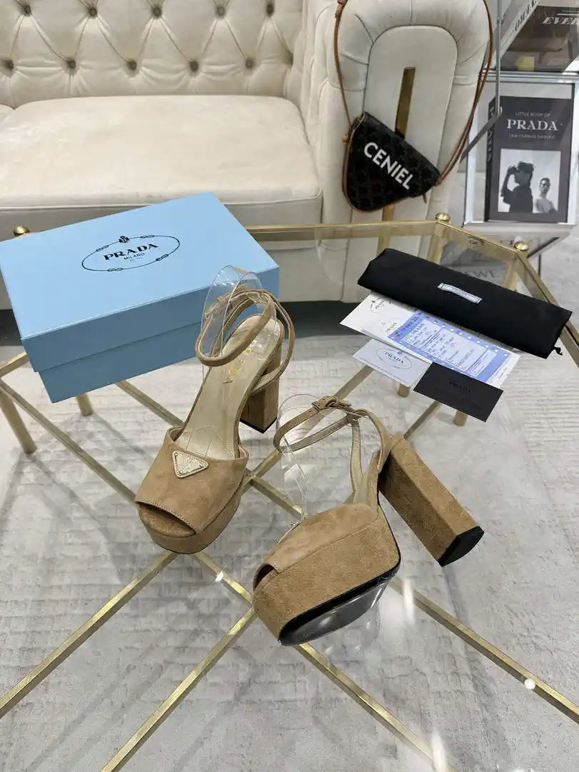 Prada  1XP48B Suede platform sandals P78590