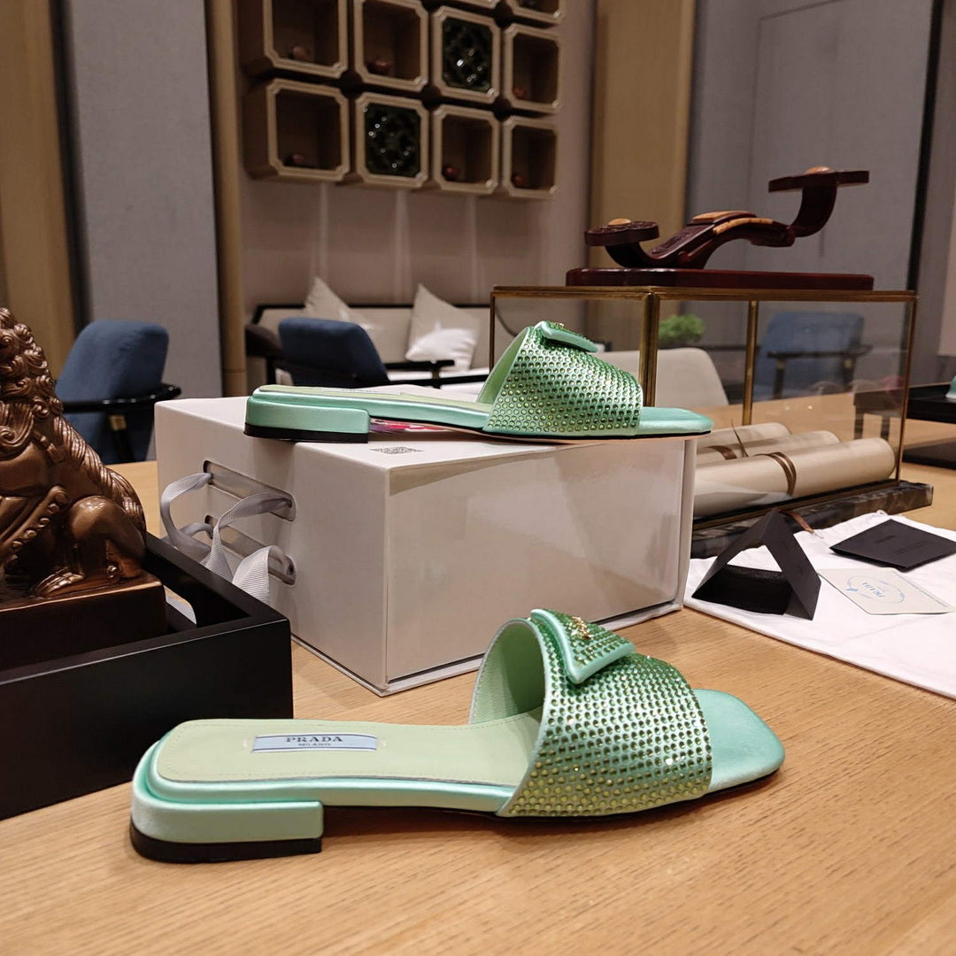 Prada 1XX608 Satin slides with crystals P78534