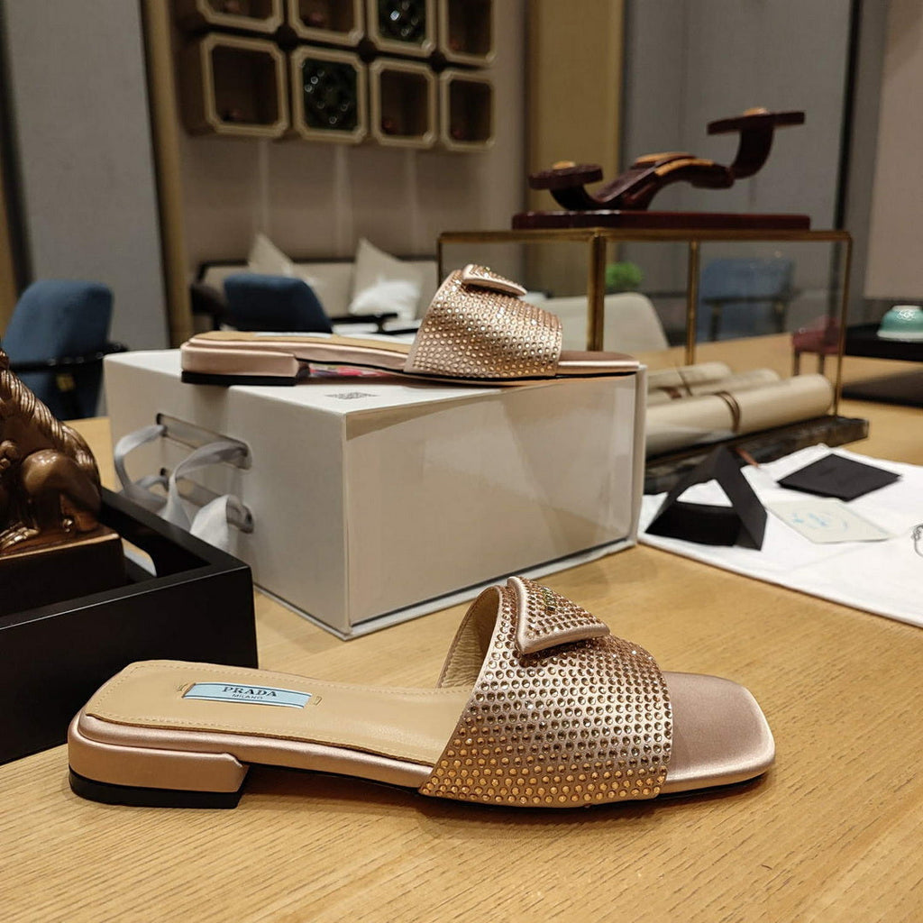 Prada 1XX608 Satin slides with crystals P78535