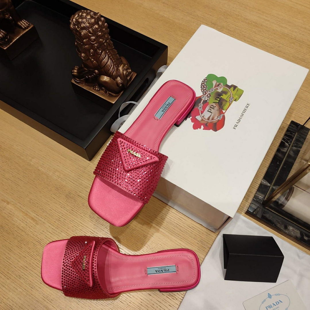 Prada 1XX608 Satin slides with crystals P78536