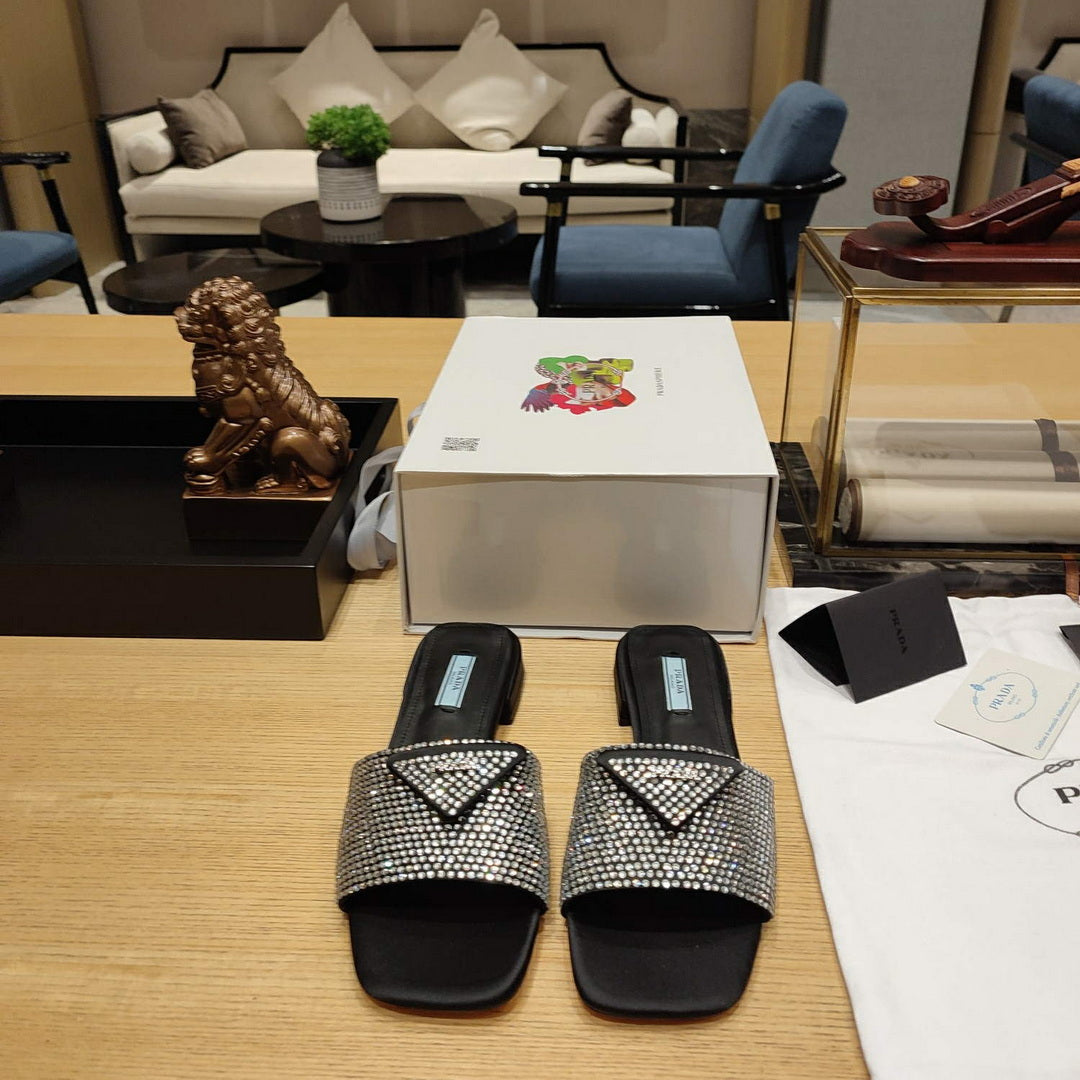 Prada 1XX608 Satin slides with crystals P78537 - 35 - View 2