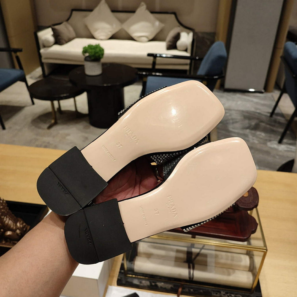 Prada 1XX608 Satin slides with crystals P78537
