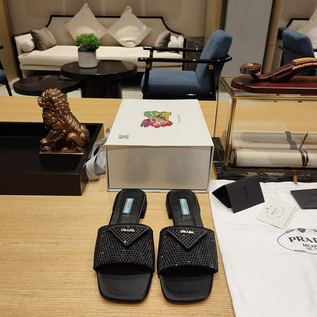 Prada 1XX608 Satin slides with crystals P78538 - 35 - View 2