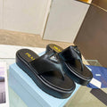 Prada 1YZ043 Soft padded nappa leather thong wedge sandals P78574 - 35 - View 1