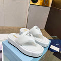 Prada 1YZ043 Soft padded nappa leather thong wedge sandals P78575 - 35 - View 1