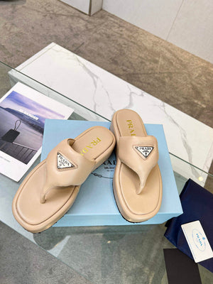 Prada 1YZ043 Soft padded nappa leather thong wedge sandals P78576 - 35 - View 9
