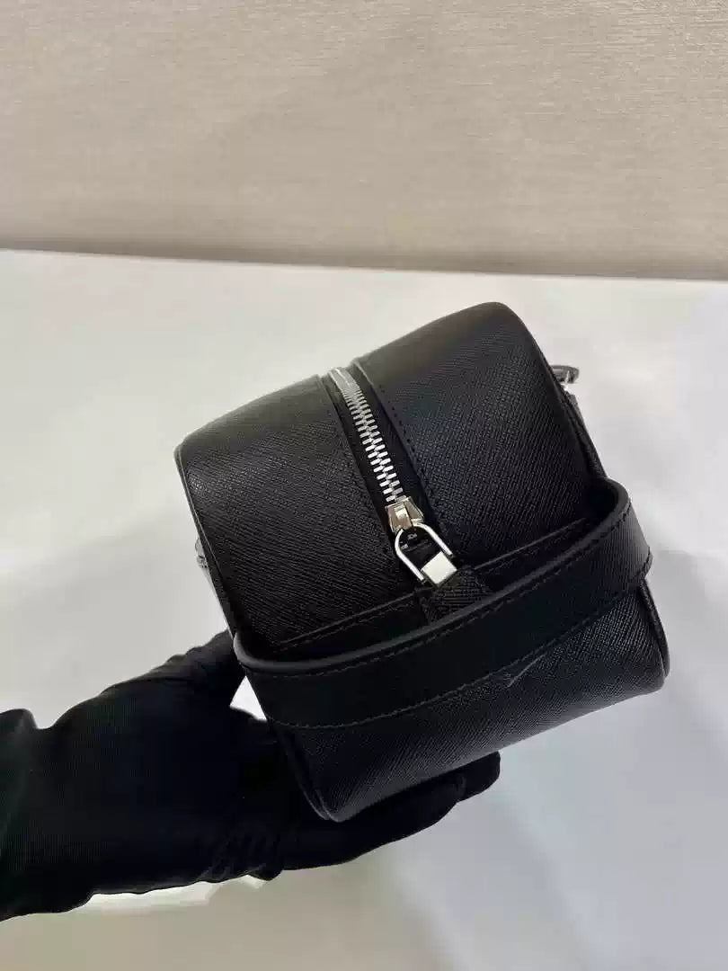 Prada 2NA819 Re-Nylon and Saffiano leather travel pouch Black